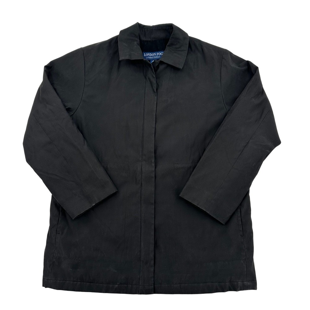 London Fog Limited Edition Mens Medium Black Jacket  Rain Coat Full Zip Normcore